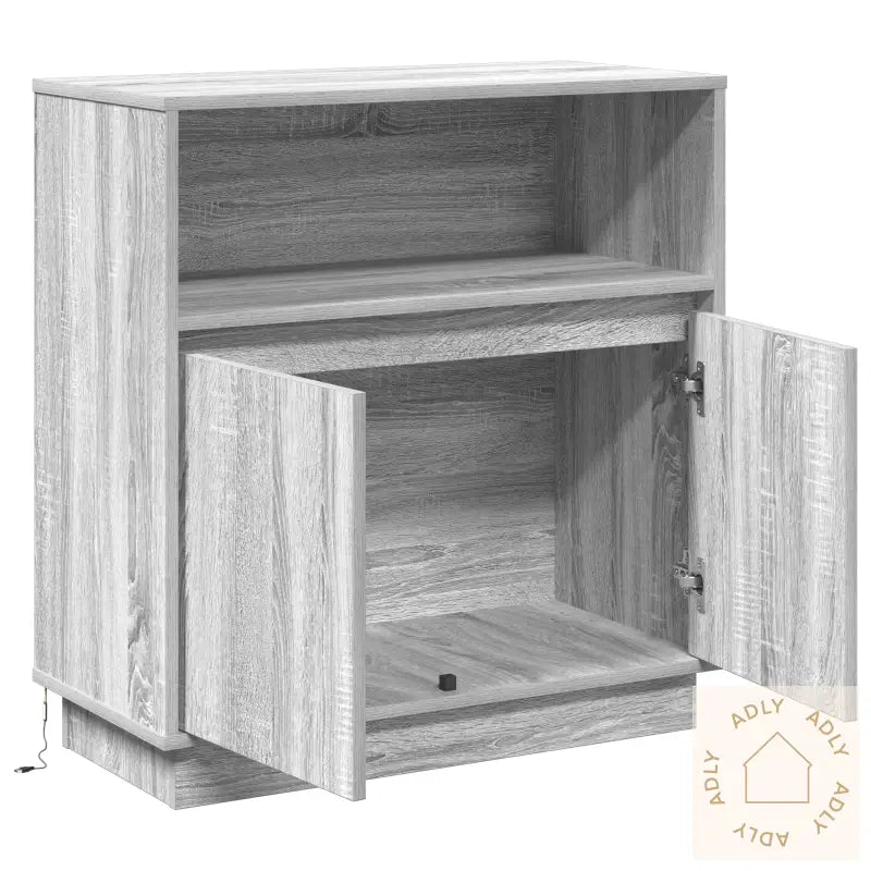 Sideboard Med Led Grå Sonoma 71X34,5X75 Cm Konstruert Tre