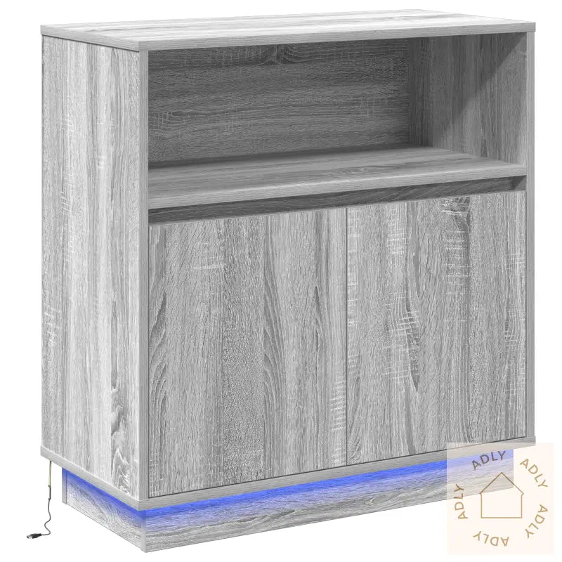 Sideboard Med Led Grå Sonoma 71X34,5X75 Cm Konstruert Tre