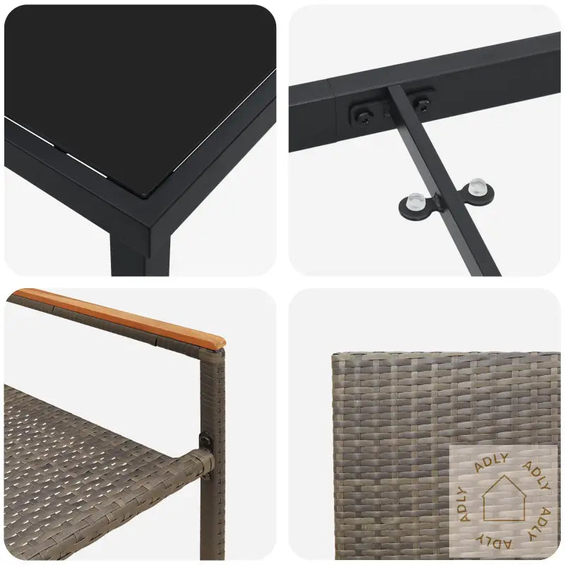 5 Delt Hage Spisebord Sett Grå Poly Røtting