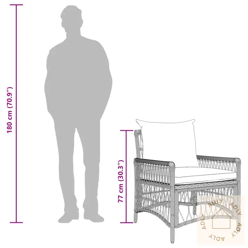 Hage Stol Med Puter Brun 60X70X78 Cm Poly Rattan