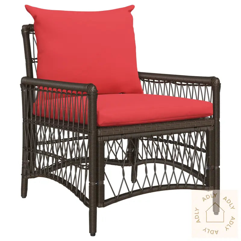 Hage Stol Med Puter Brun 60X70X78 Cm Poly Rattan