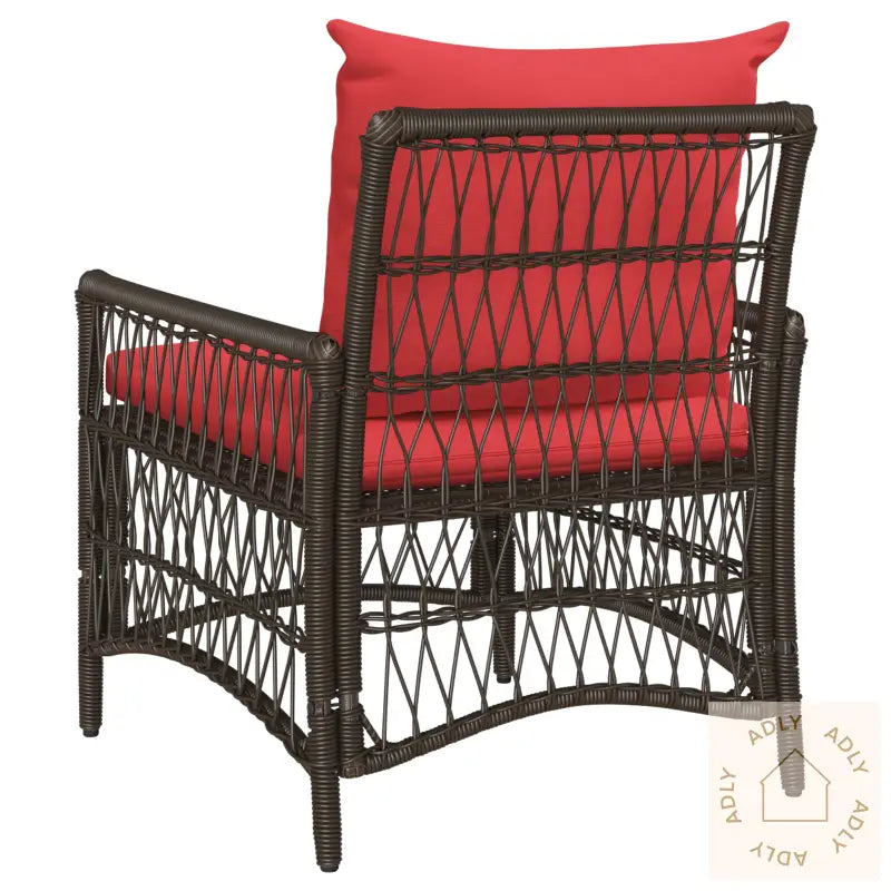 Hage Stol Med Puter Brun 60X70X78 Cm Poly Rattan