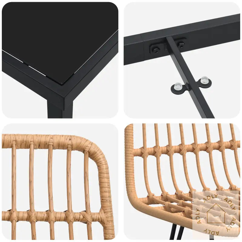 3-Delt Hage Spisebordsett Brunt Poly Rattan