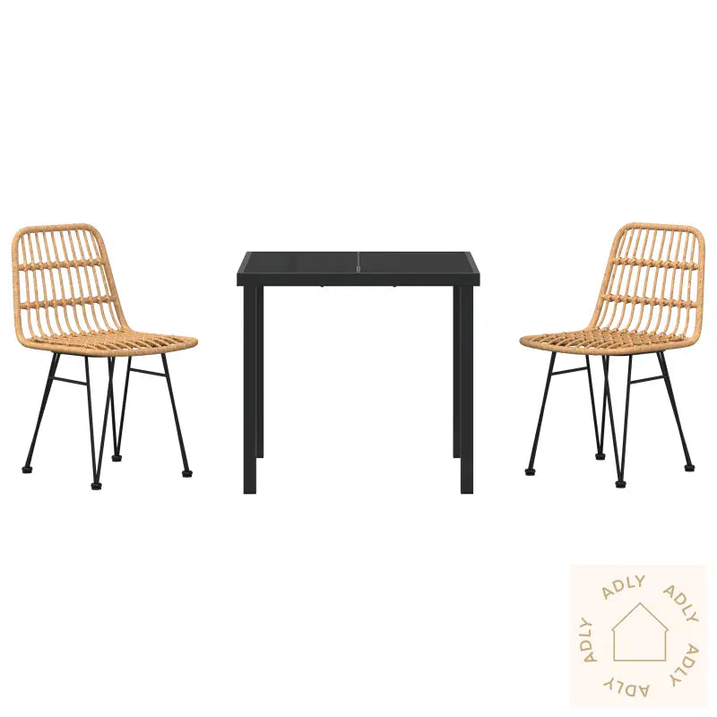 3-Delt Hage Spisebordsett Brunt Poly Rattan