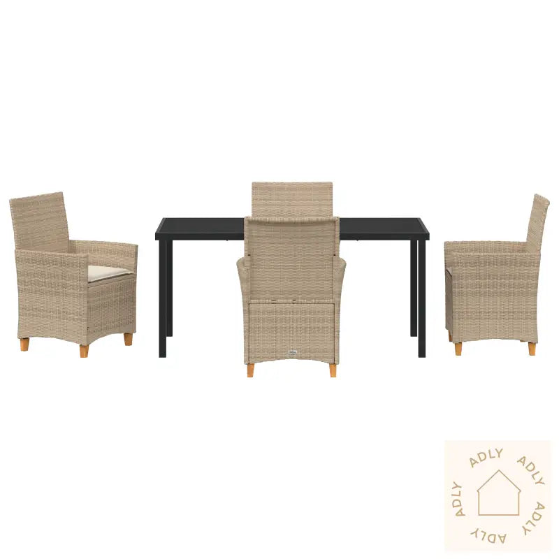 Hage Spisesett Med 5 Deler Og Puter I Beige Polyrotting