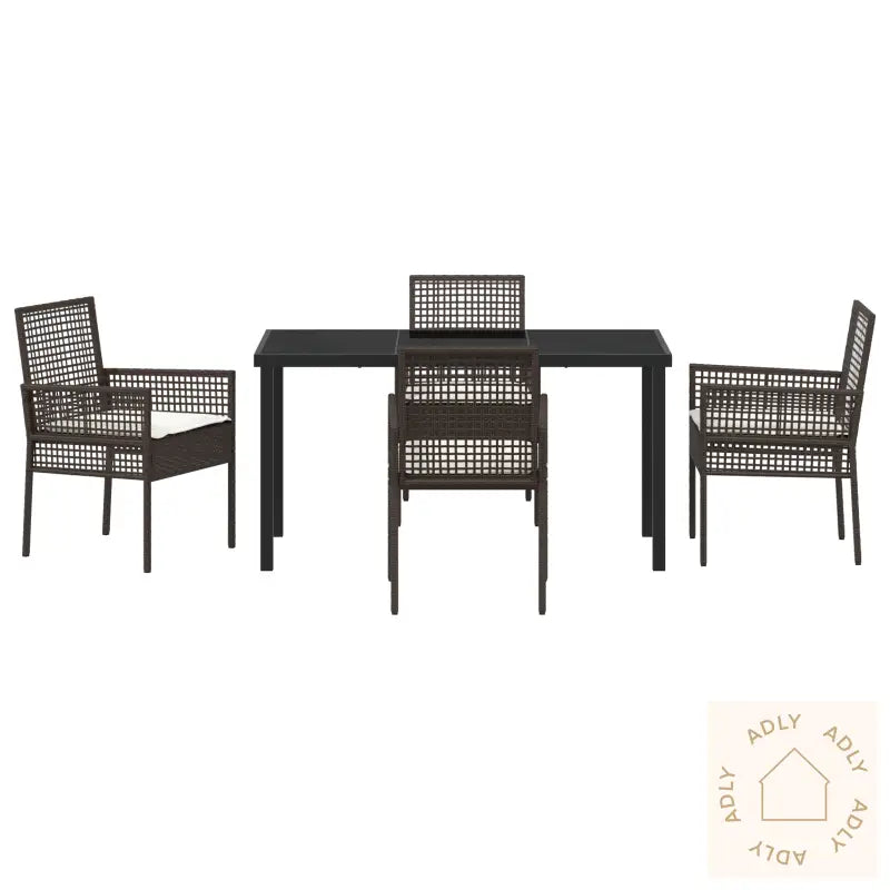 5-Delt Hagediningsett Med Puter Brun Poly Rottning