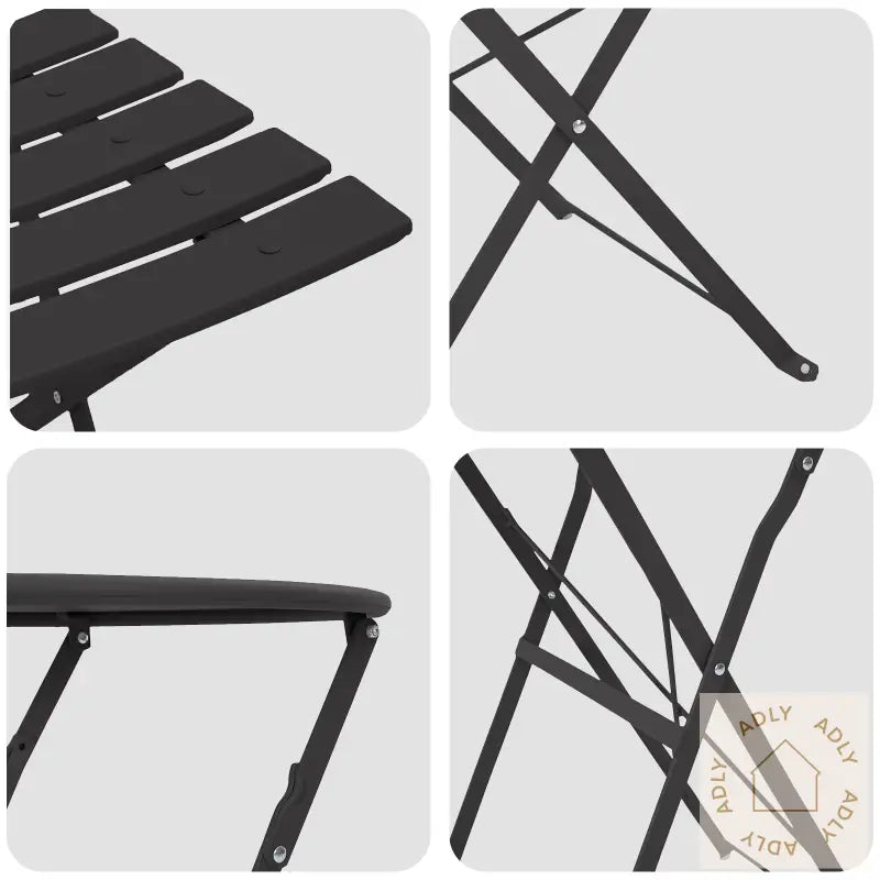 3-Delt Bistrosett Som Kan Foldes Sammen - Antrasitt Stål