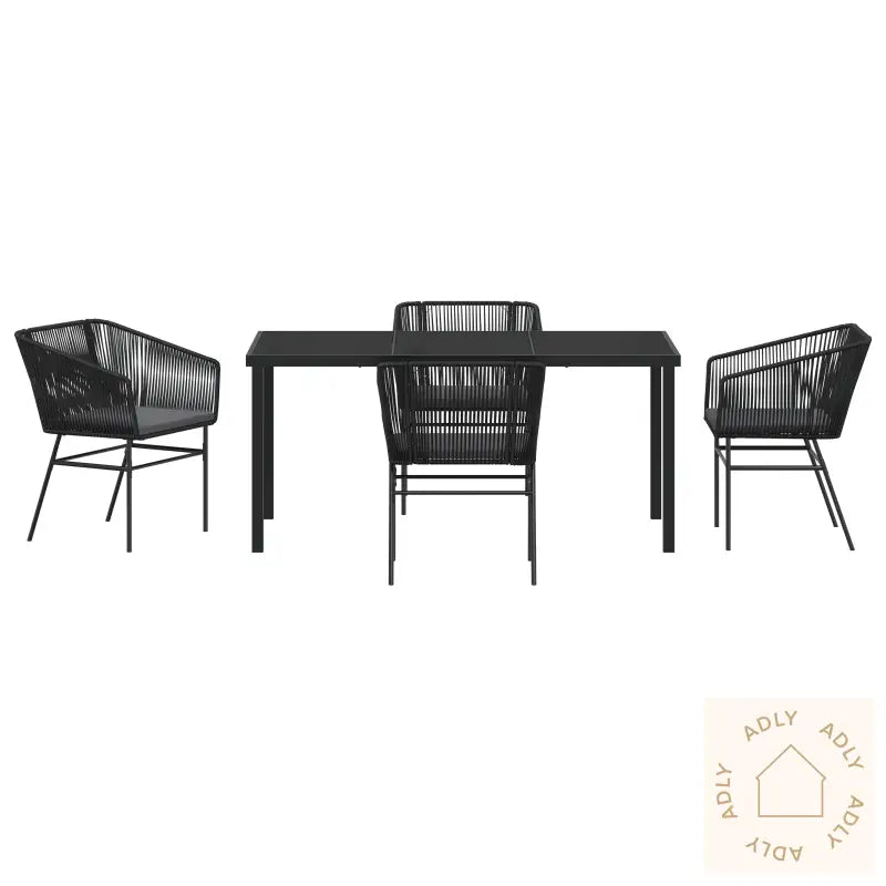 5-Delt Hagemøbelsett Med Puter Svart Polyrotting