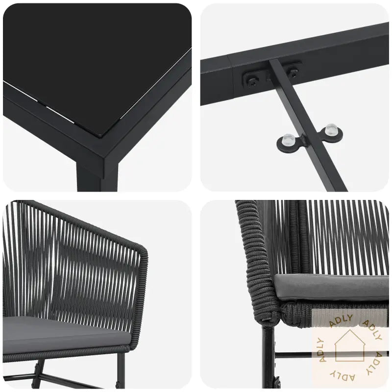 5-Delt Hagemøbelsett Med Puter Svart Polyrotting