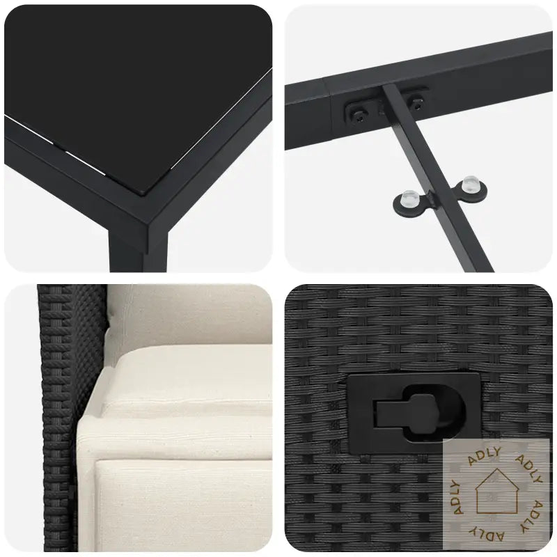 9 Deler Hagemøbelsett Med Puter Svart Polyrotting