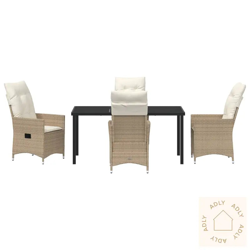 5 Deler Hagediningsett Med Puter Beige Polyrotting