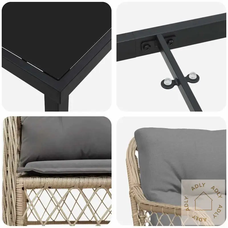 9-Personers Hage Spisebord Sett Med Puter Beige Poly Rattan