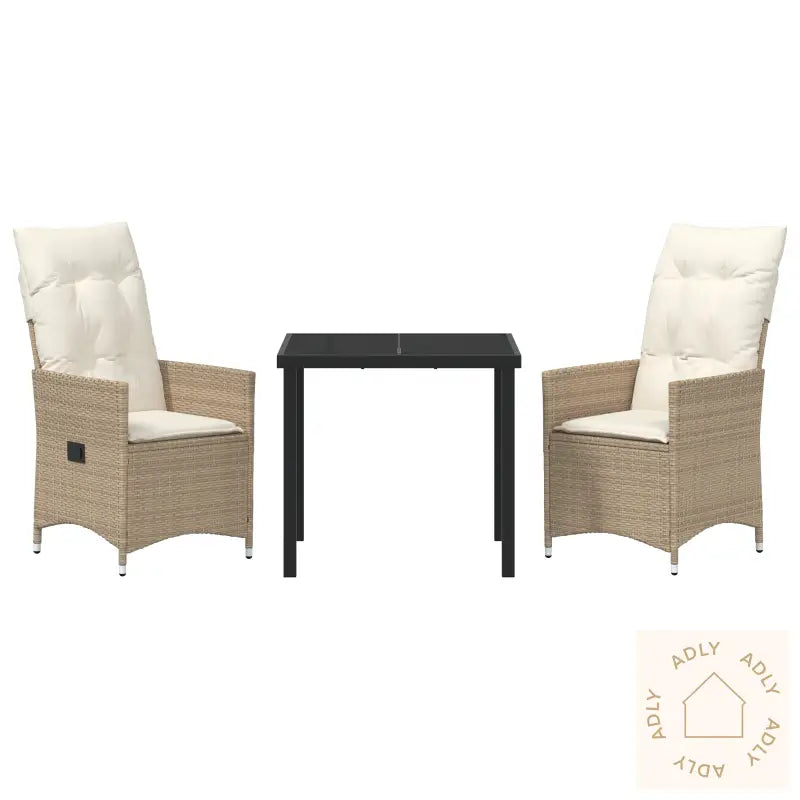 3 Delt Hage Spisesett Med Puter Beige Poly Rottin