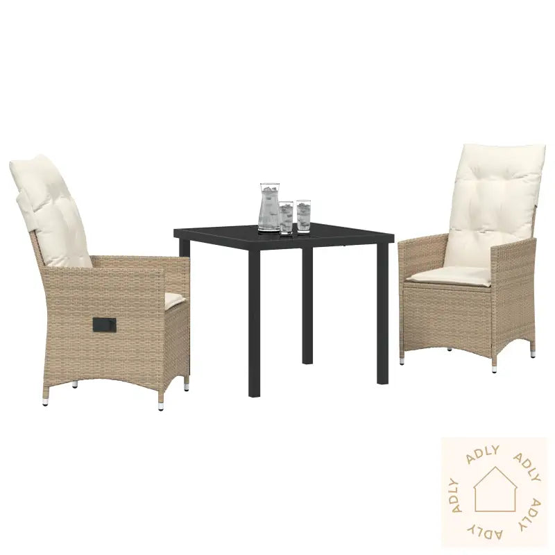 3 Delt Hage Spisesett Med Puter Beige Poly Rottin