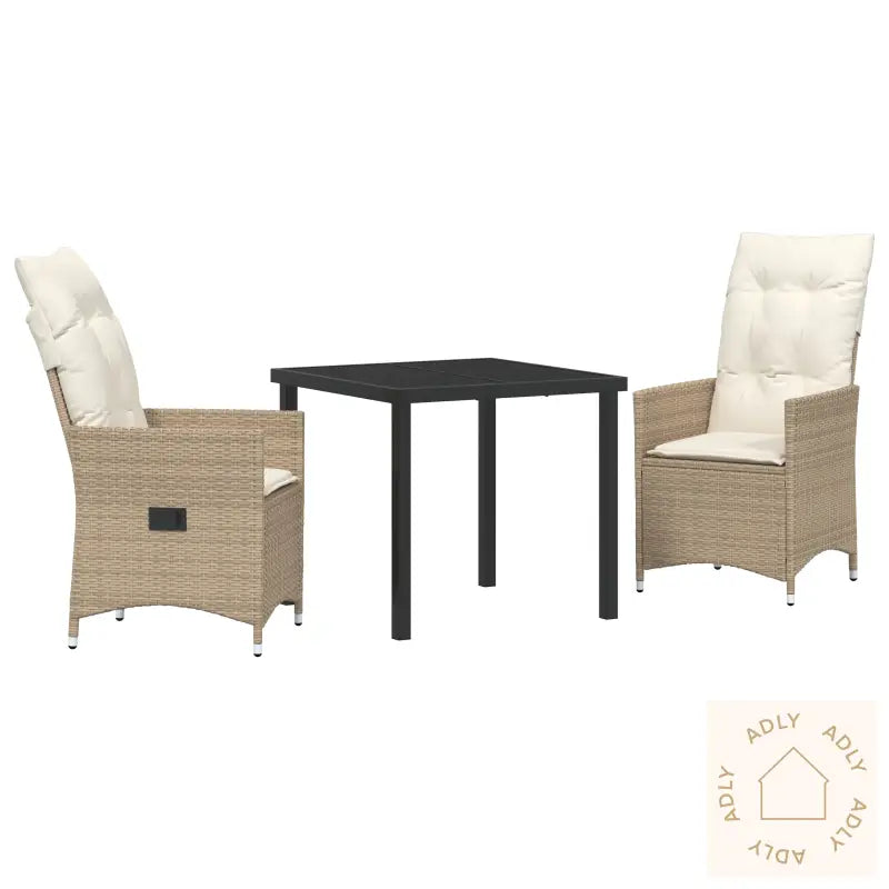 3 Delt Hage Spisesett Med Puter Beige Poly Rottin