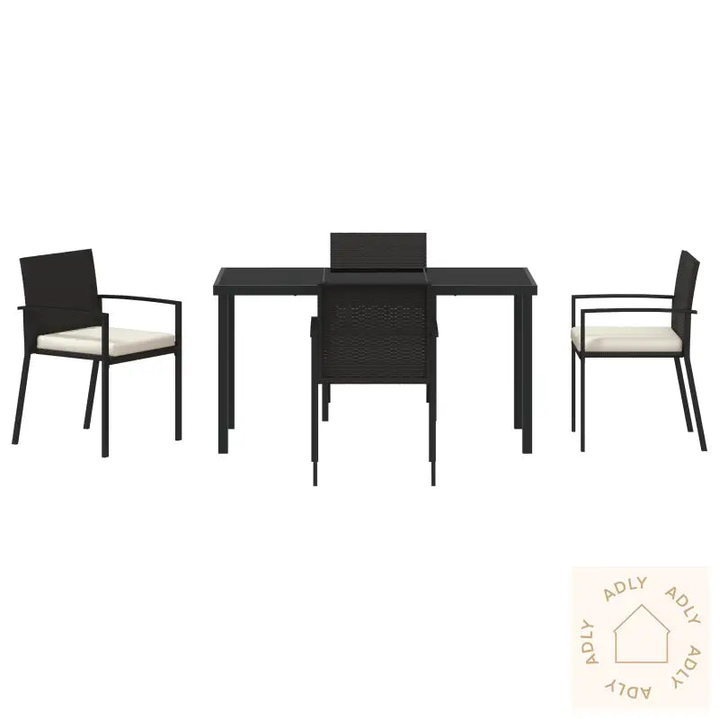 5 Dels Hage Spisestel Svart Poly Rottning