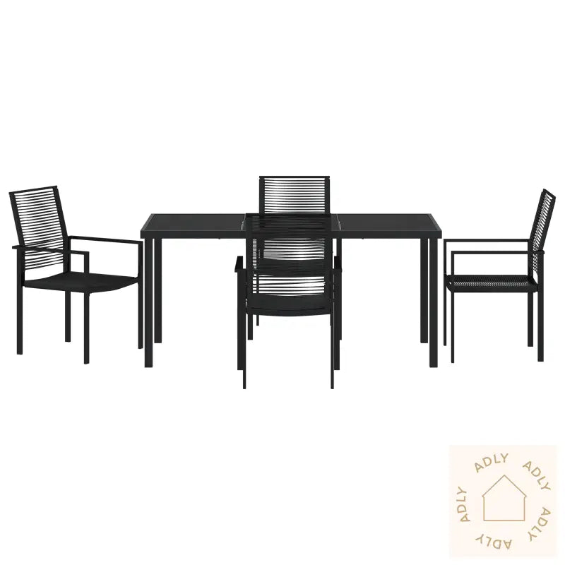 5-Delt Hage Spisebordsett Svart Pvc Rattan