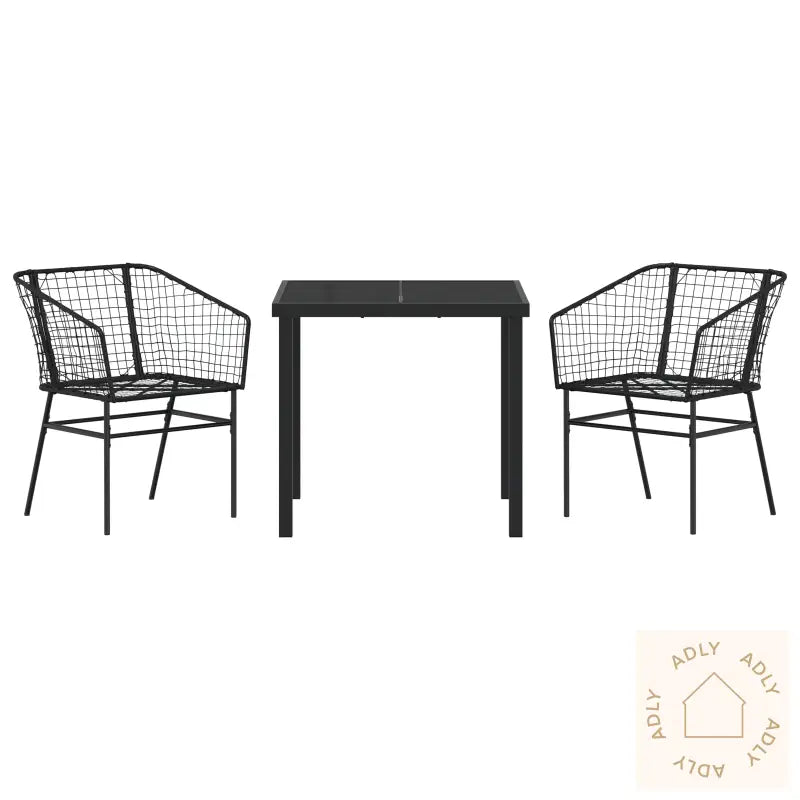 3-Delt Hage Spise Sett Svart Polyrotting