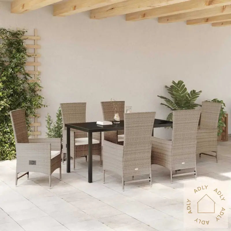Utemøbler Set Med Pute 7 Pcs Beige, Cremehvite 160 X 80 X 73 Cm