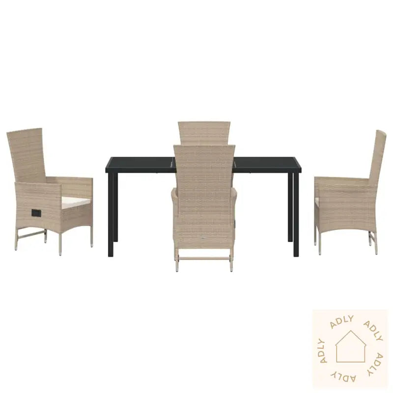 Utendørs Stoler Sett 5 Pcs Beige Og Kremhvitt 160 X 80 X 73 Cm
