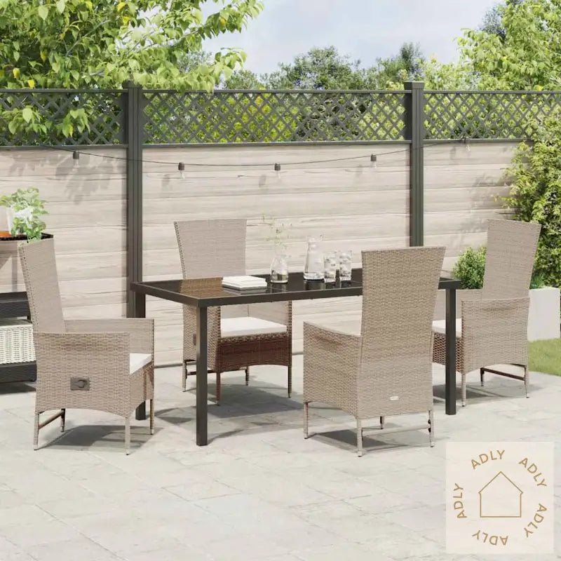 Utendørs Stoler Sett 5 Pcs Beige Og Kremhvitt 160 X 80 X 73 Cm
