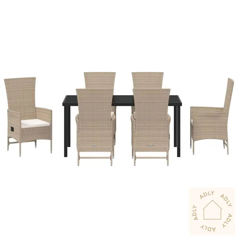 Utemøbler Set Med Pute 7 Pcs Beige, Cremehvite 160 X 80 X 73 Cm