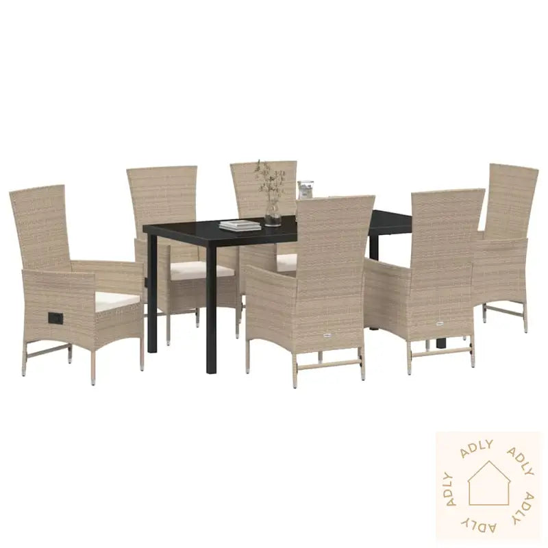 Utemøbler Set Med Pute 7 Pcs Beige, Cremehvite 160 X 80 X 73 Cm