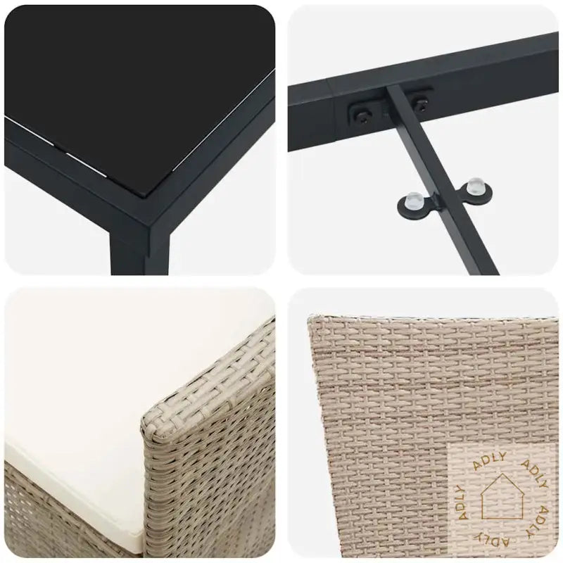 Utendørs Stoler Sett 5 Pcs Beige Og Kremhvitt 160 X 80 X 73 Cm