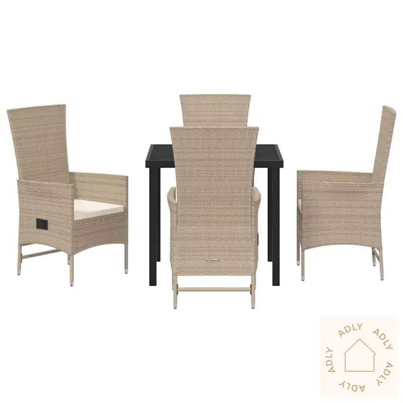 Utendørs Stoler Sett Med Pute 5 Pcs Beige 80 X 80 X 73 Cm