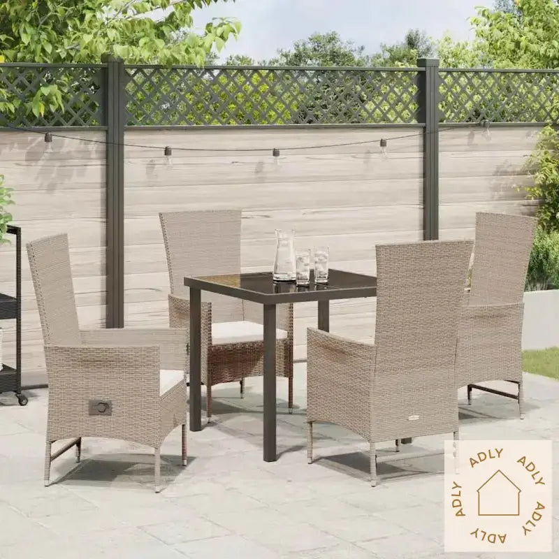 Utendørs Stoler Sett Med Pute 5 Pcs Beige 80 X 80 X 73 Cm