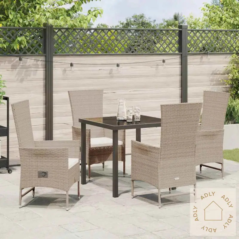 Utendørs Stoler Sett Med Pute 5 Pcs Beige 80 X 80 X 73 Cm