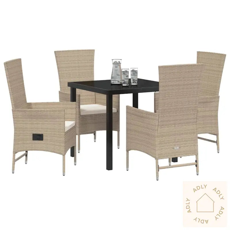 Utendørs Stoler Sett Med Pute 5 Pcs Beige 80 X 80 X 73 Cm