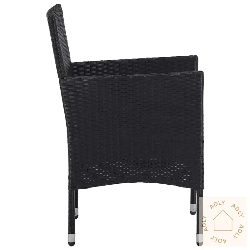 Hagespisegruppe 3 Deler Polyrotting Og Herdet Glass Svart