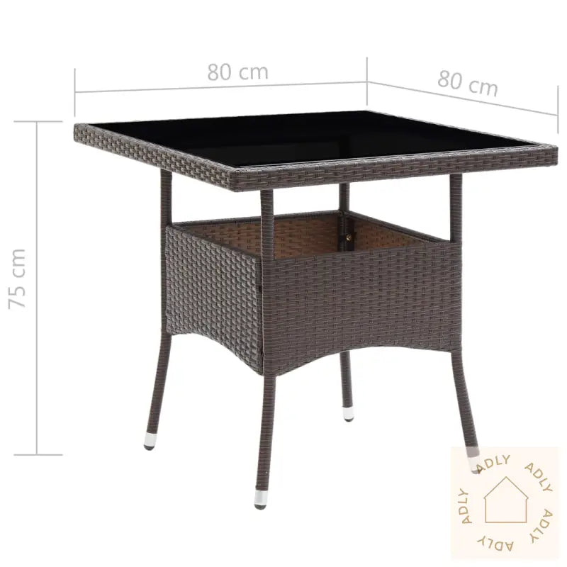Hagespisegruppe 3 Deler Polyrotting Og Herdet Glass Brun