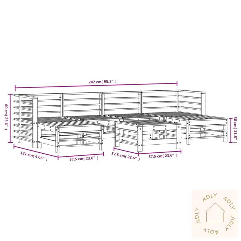Hagesofagruppe 7 Deler Impregnert Furu