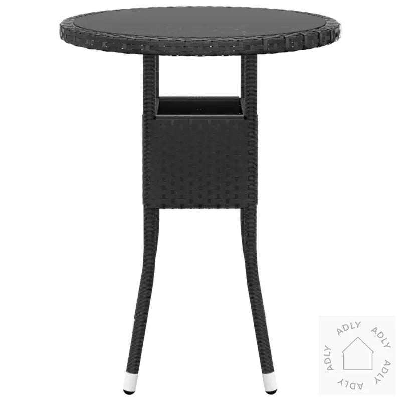 Black wicker side table i Hagemøbelsett med pulverlakkert stål og herdet glass