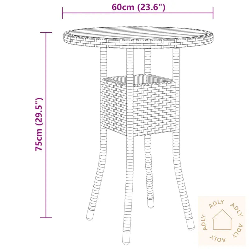 Wicker-Style Rund Barlampe med Oppbevaringsplass, Pulverlakkert Stål og Herdet Glass