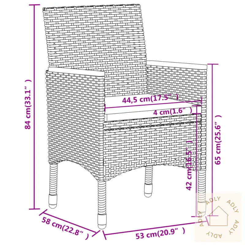 Wicker armchair med pulverlakkert stål og herdet glass for ekstra komfort