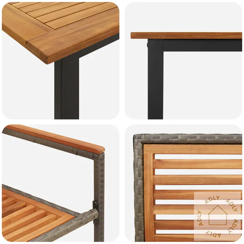 7 Delers Hage Spisesett Grå Poly Rattan Akasie