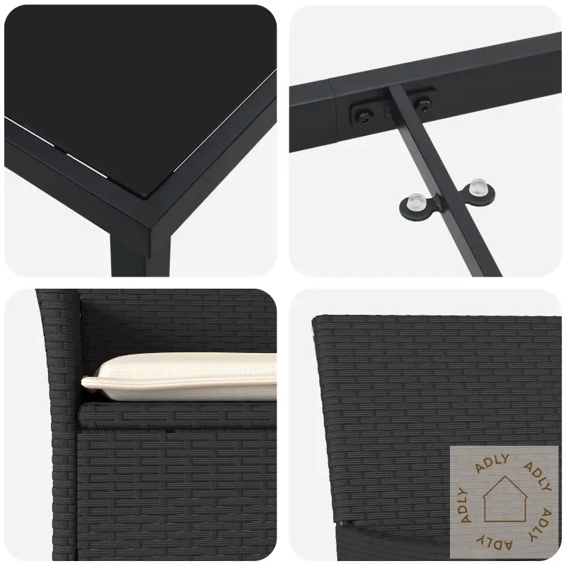 5-Delt Hage Spisegruppe Med Puter Svart Polyrotting