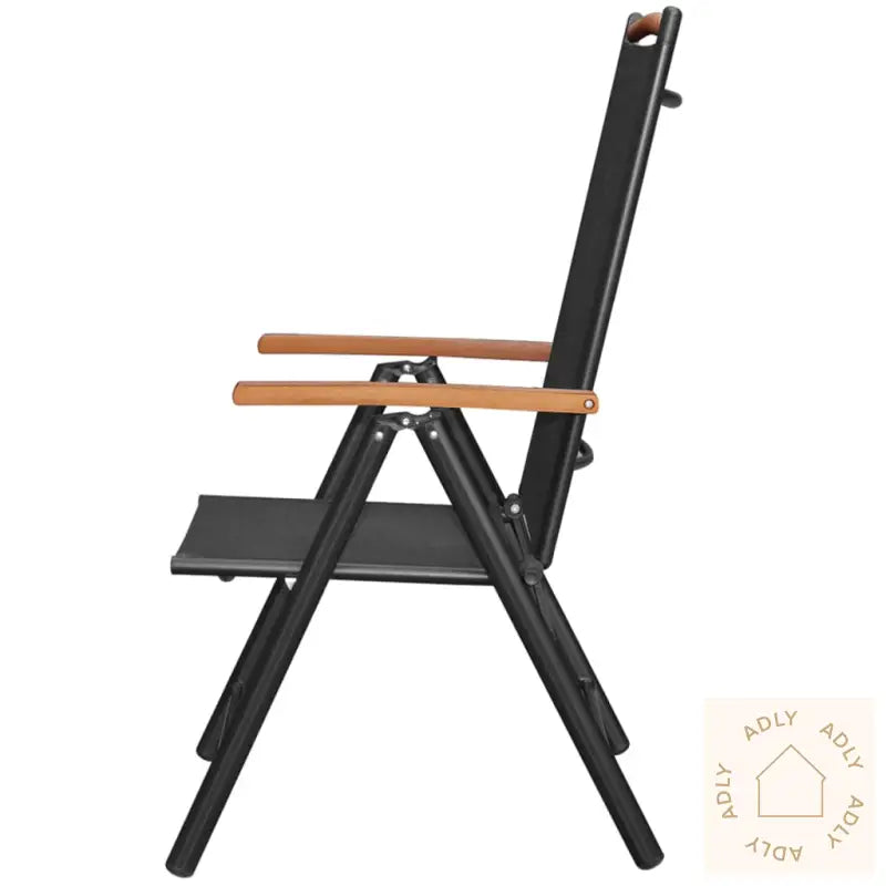 Sammenleggbare Hagestoler 4 Stk Aluminium Og Textilene Svart