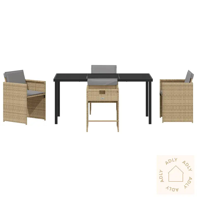 5 Delt Hage Spisestellet Med Puter Beige Poly Råtten