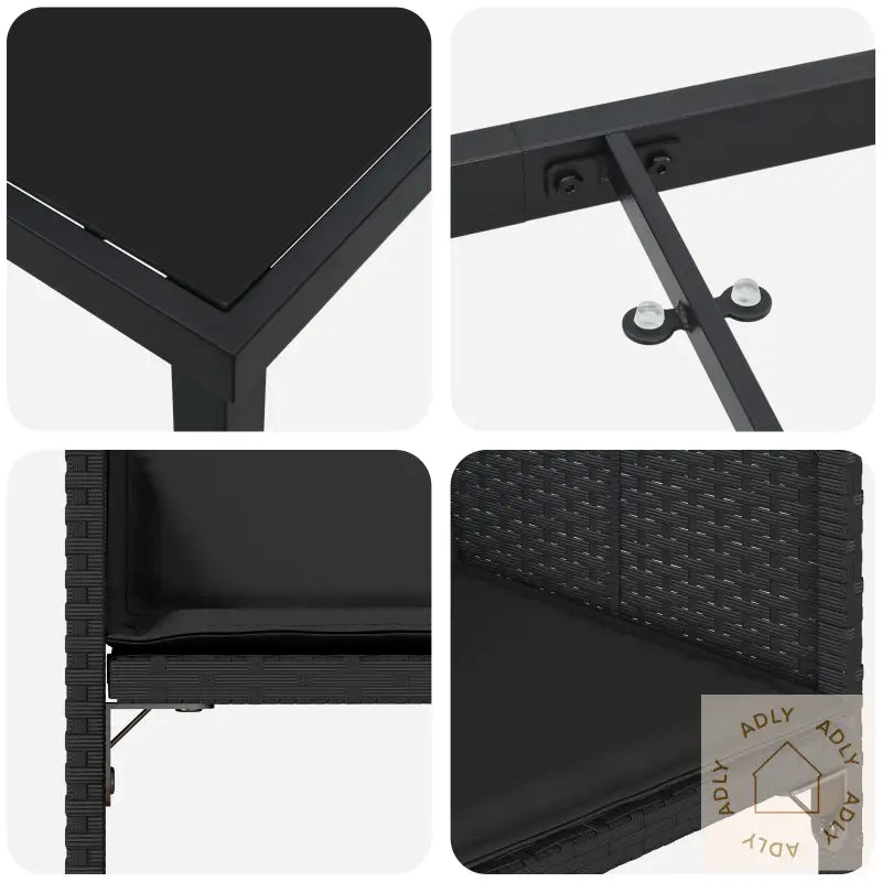 5-Delt Hagemøbelsett Med Puter Svart Poly-Rotting