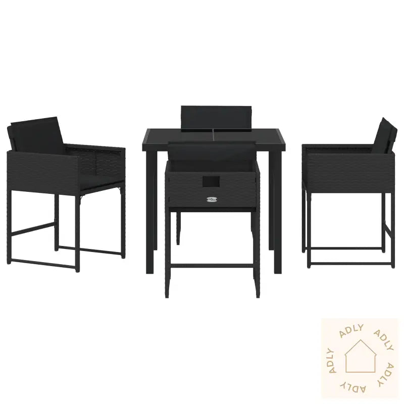 5-Delt Hagemøbelsett Med Puter Svart Poly-Rotting