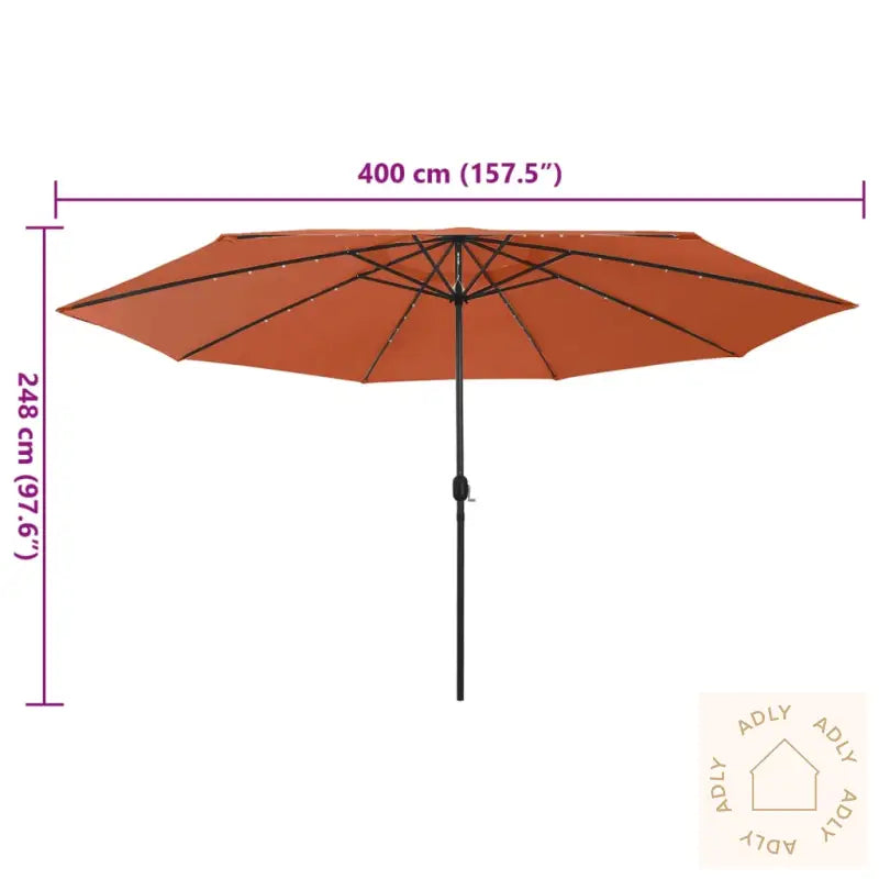 Hageparasoll Med Led-Lys 400 Cm Terrakotta