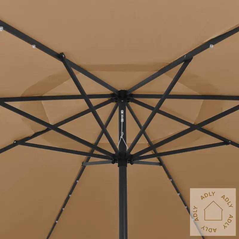 Hageparasoll Med Led-Lys 400 Cm Gråbrun