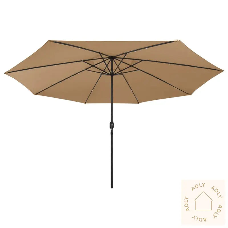 Hageparasoll Med Led-Lys 400 Cm Gråbrun