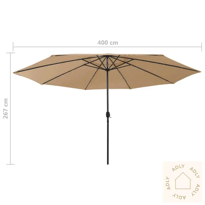 Hageparasoll Med Led-Lys 400 Cm Gråbrun
