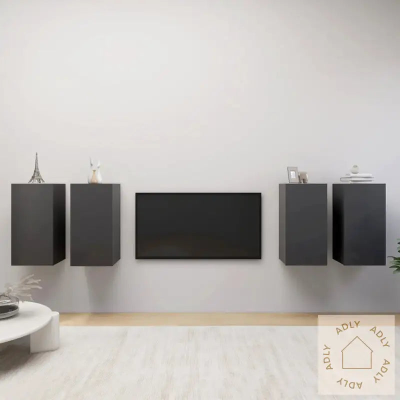 Tv-Benker 4 Stk Grå 30,5X30X60 Cm Konstruert Tre