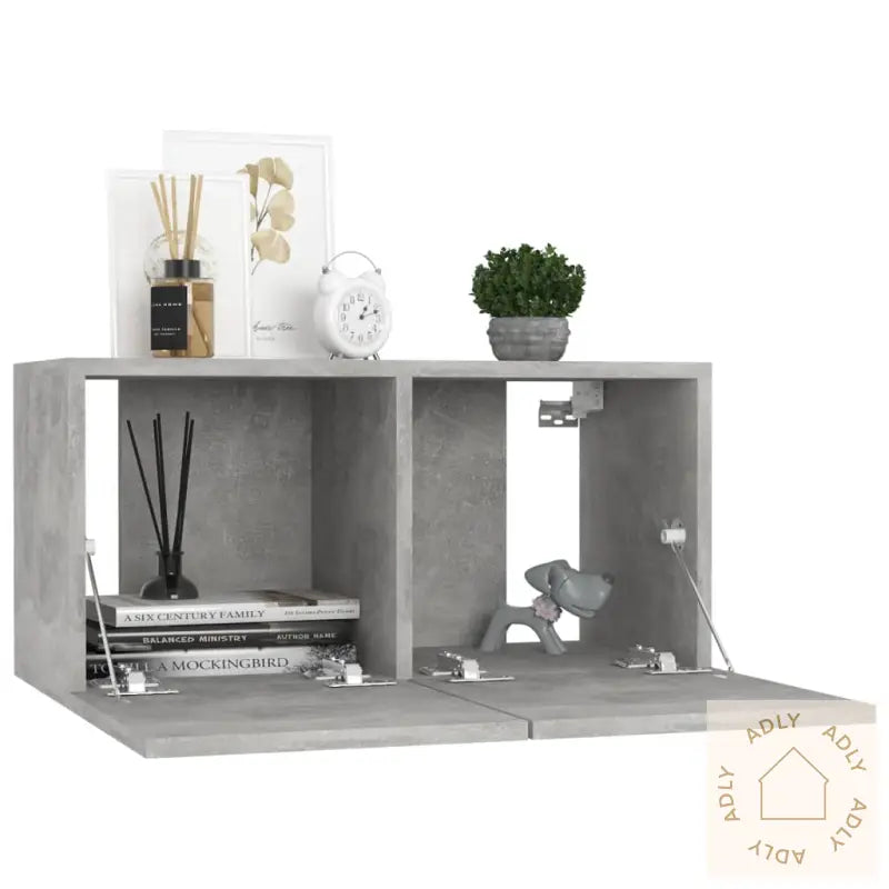 Hengende Tv-Benker 2 Stk Betonggrå 60X30X30 Cm